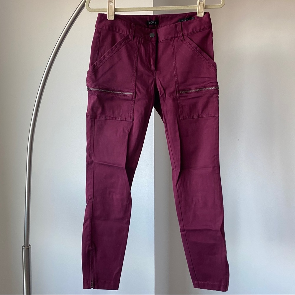 Loft maroon cargo skinny jeans